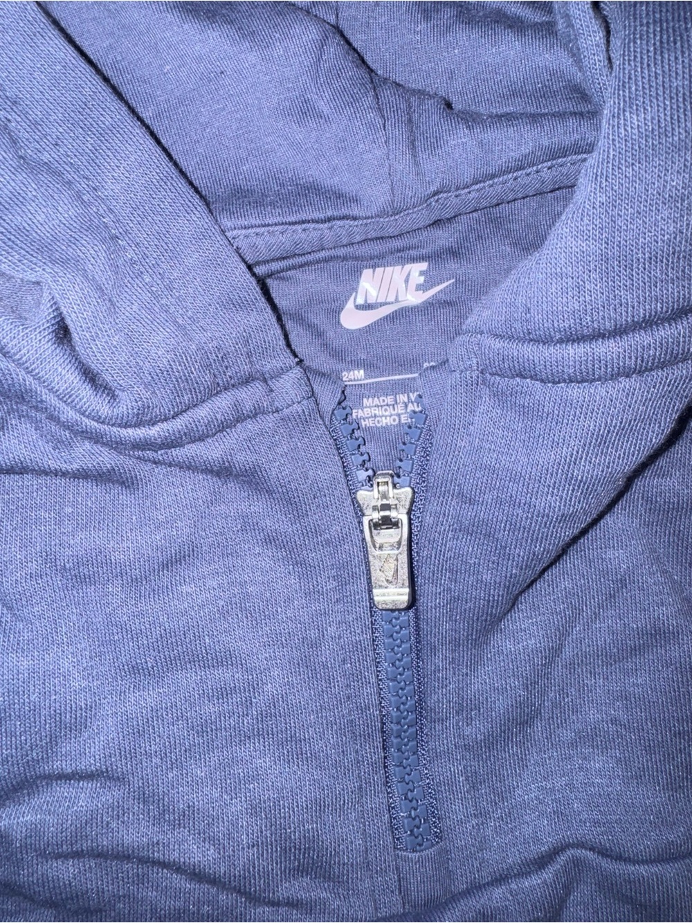 Nike Navy Half-Zip Hoodie with Silver Zipper - Picture 3 of 3
